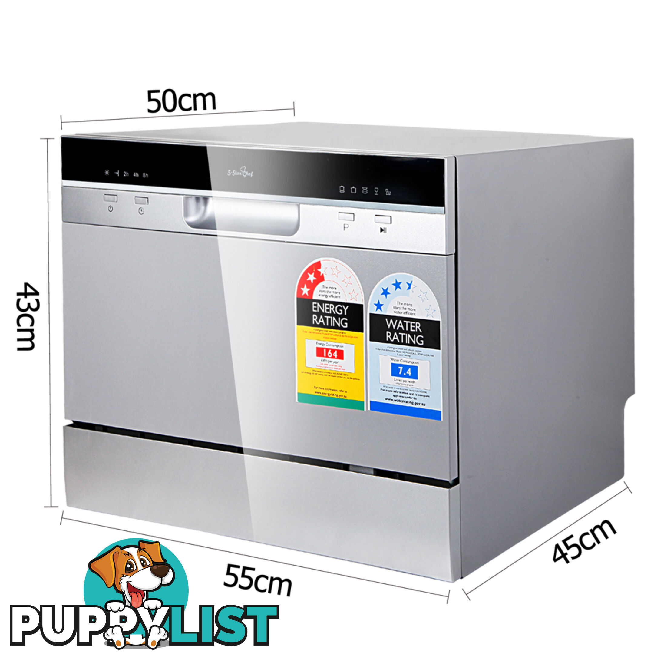 5 Star Chef Electric Benchtop Dishwasher Silver