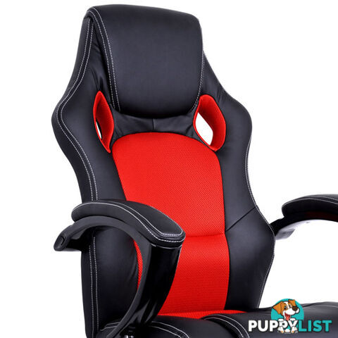 Executive PU Leather Computer Chair Ergonomic Office Desk Chair Black Red