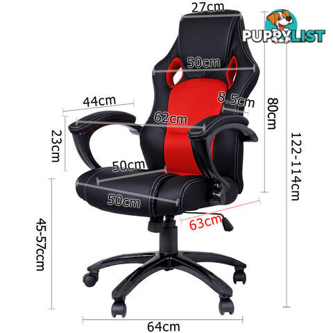 Executive PU Leather Computer Chair Ergonomic Office Desk Chair Black Red