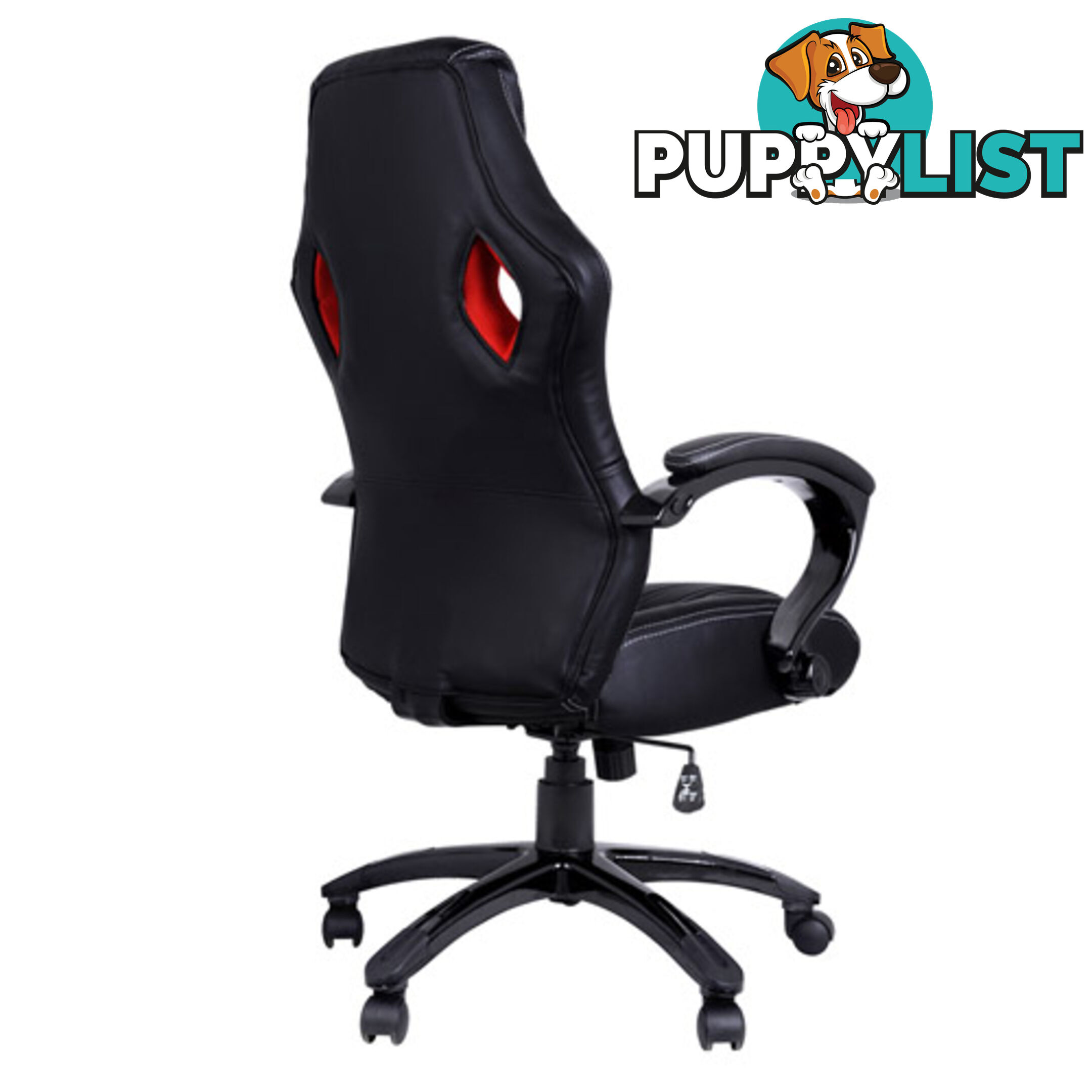 Executive PU Leather Computer Chair Ergonomic Office Desk Chair Black Red