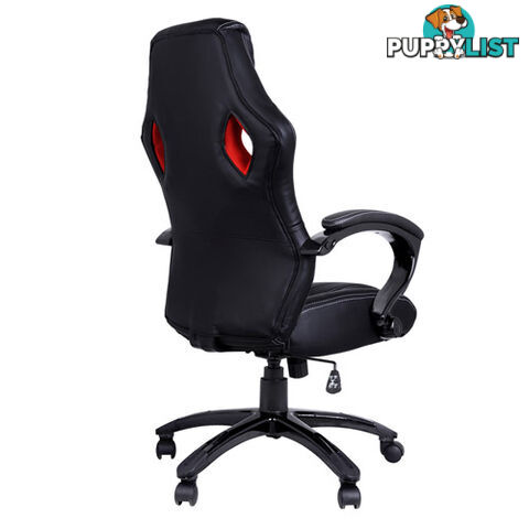 Executive PU Leather Computer Chair Ergonomic Office Desk Chair Black Red