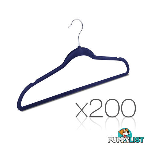 Set of 200 Slim Navy Velvet Hangers