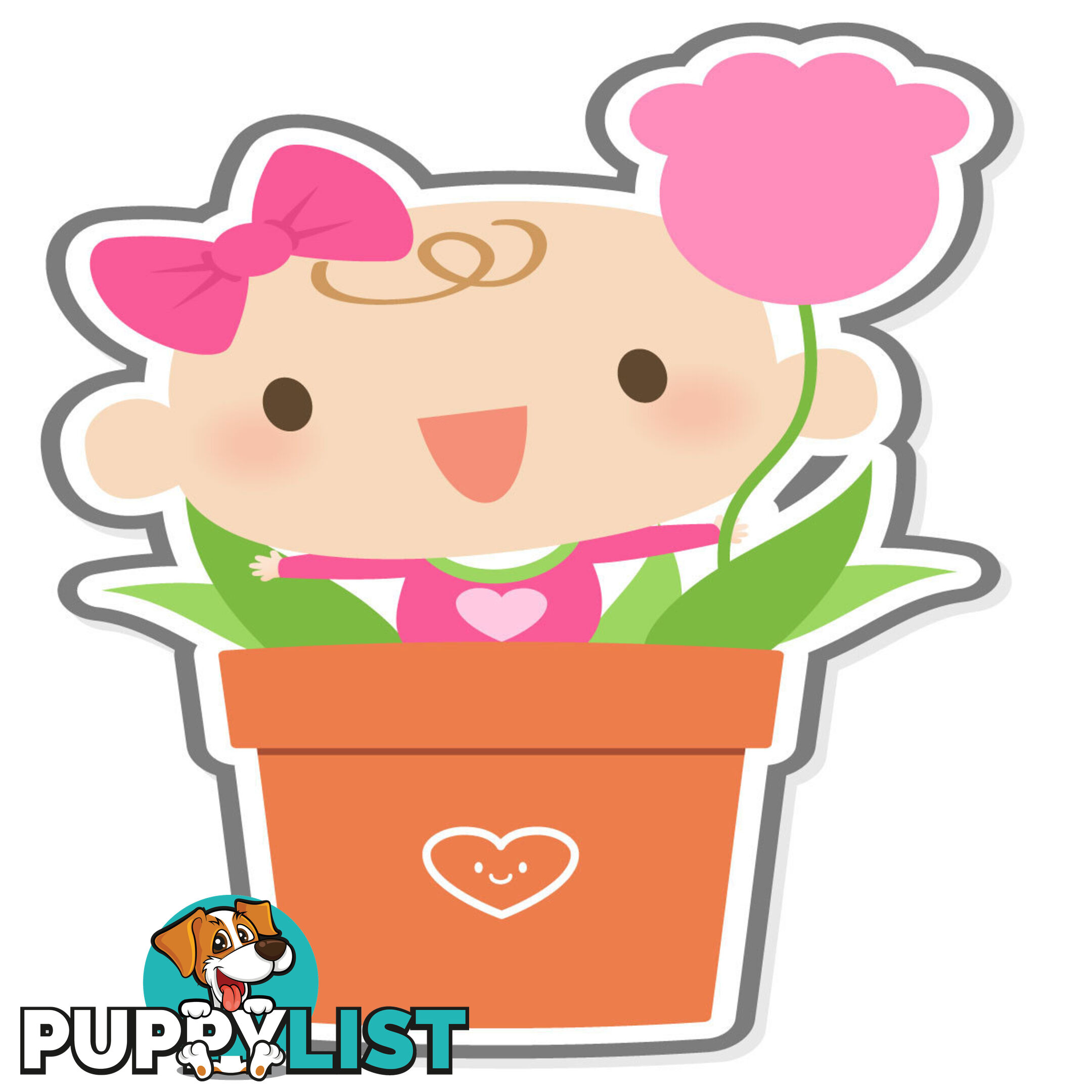 10 X Flowerpot Girl Wall Stickers - Totally Movable