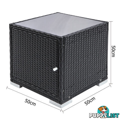 3pcs Outdoor Lounge Set Wicker Rattan Storage Cube 2 Seater Black Grey