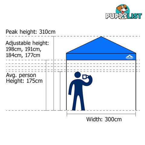 3X3 Pop Up Gazebo - Blue