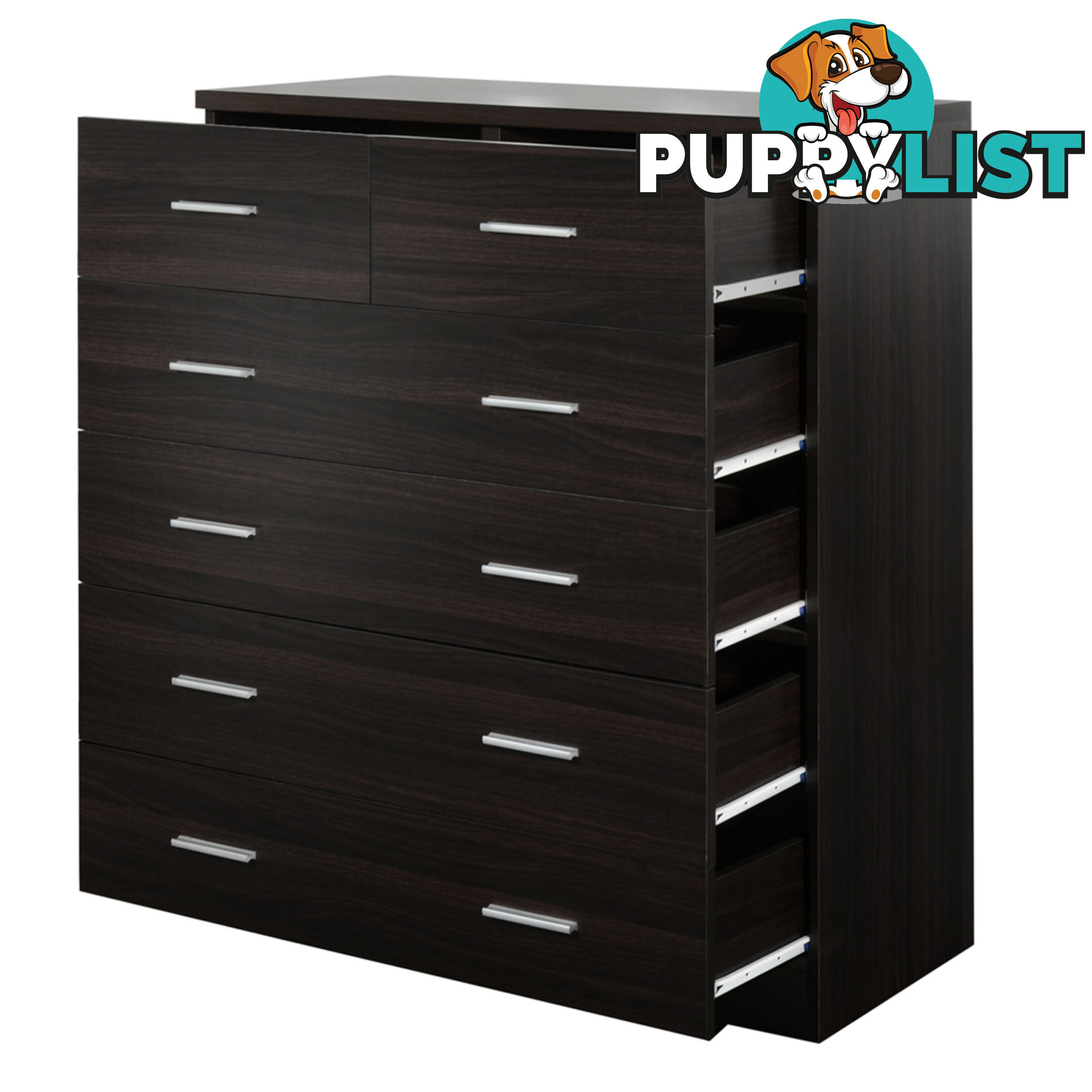 Tallboy 6 Drawers Storage Cabinet Walnut