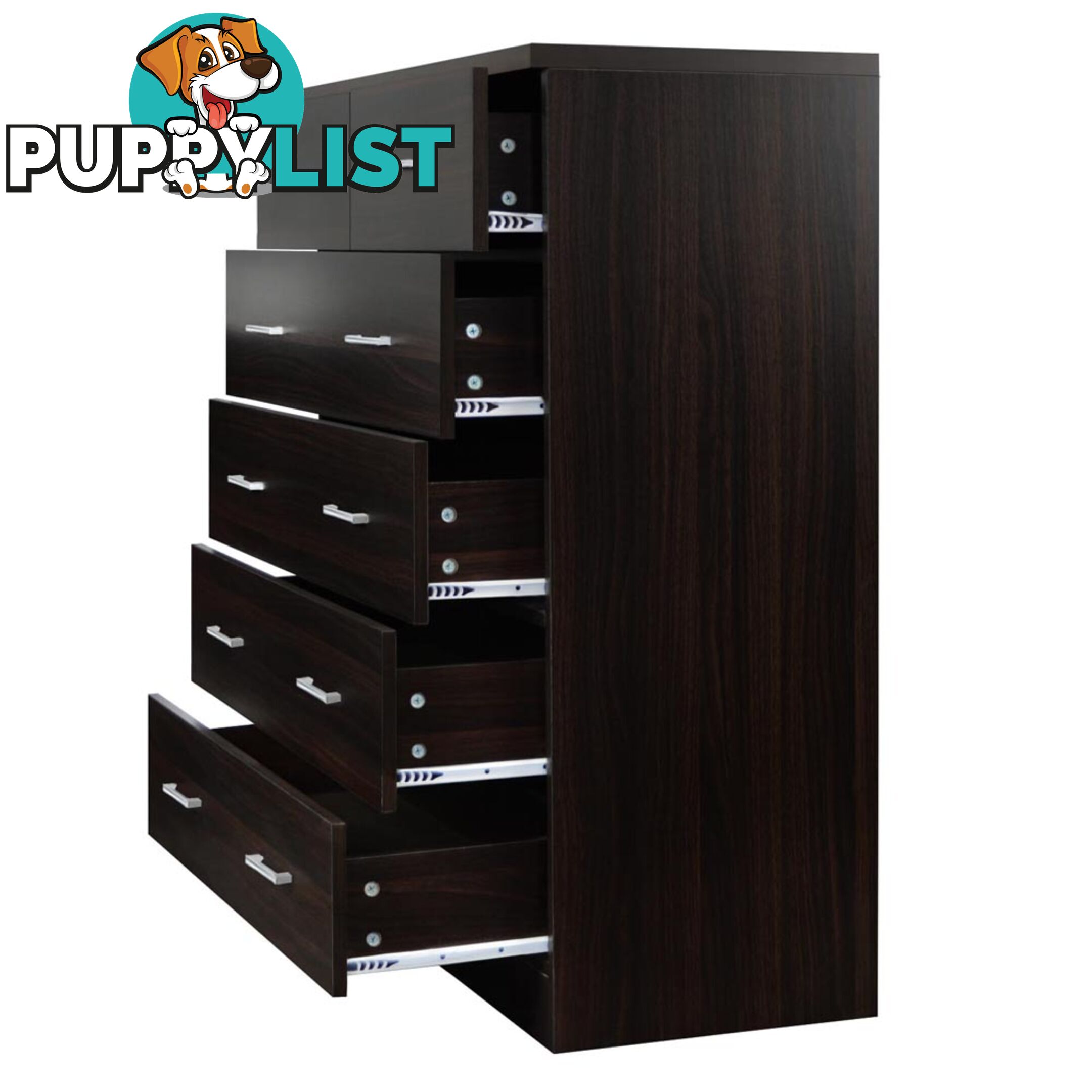 Tallboy 6 Drawers Storage Cabinet Walnut