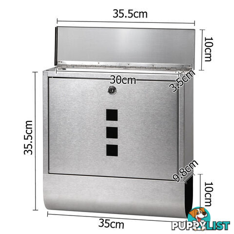 Wall Mount Mail Box Stainless Steel Letter Box Post Newspaper Mailbox Letterbox