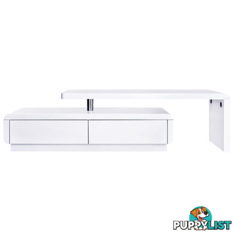 High Gloss Adjustable TV Stand Entertainment Unit Drawers White