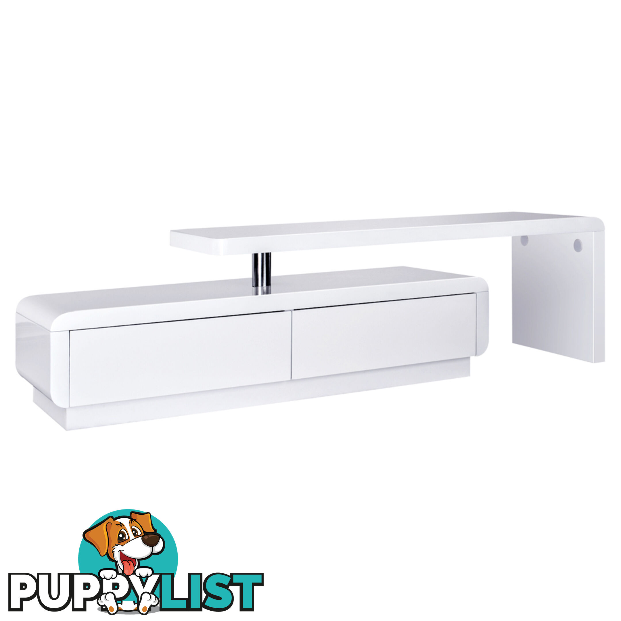 High Gloss Adjustable TV Stand Entertainment Unit Drawers White