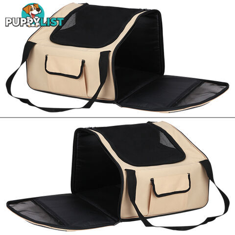 Pet Dog Cat Car Seat Carrier Travel Bag Large Beige