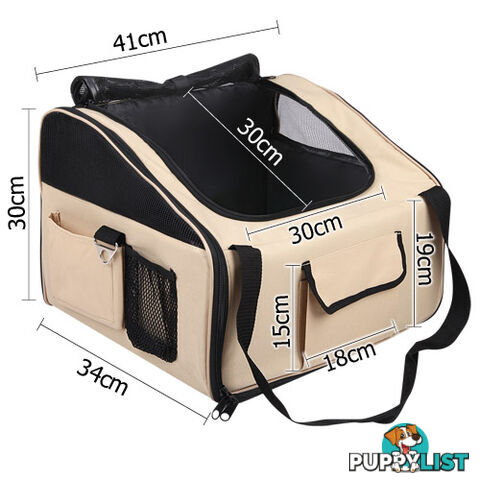 Pet Dog Cat Car Seat Carrier Travel Bag Large Beige