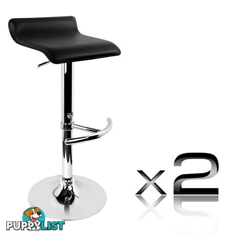 2 x PVC Leather Bar Stool Kitchen Counter Gas Lift Chair Cafe Swivel Stool Black