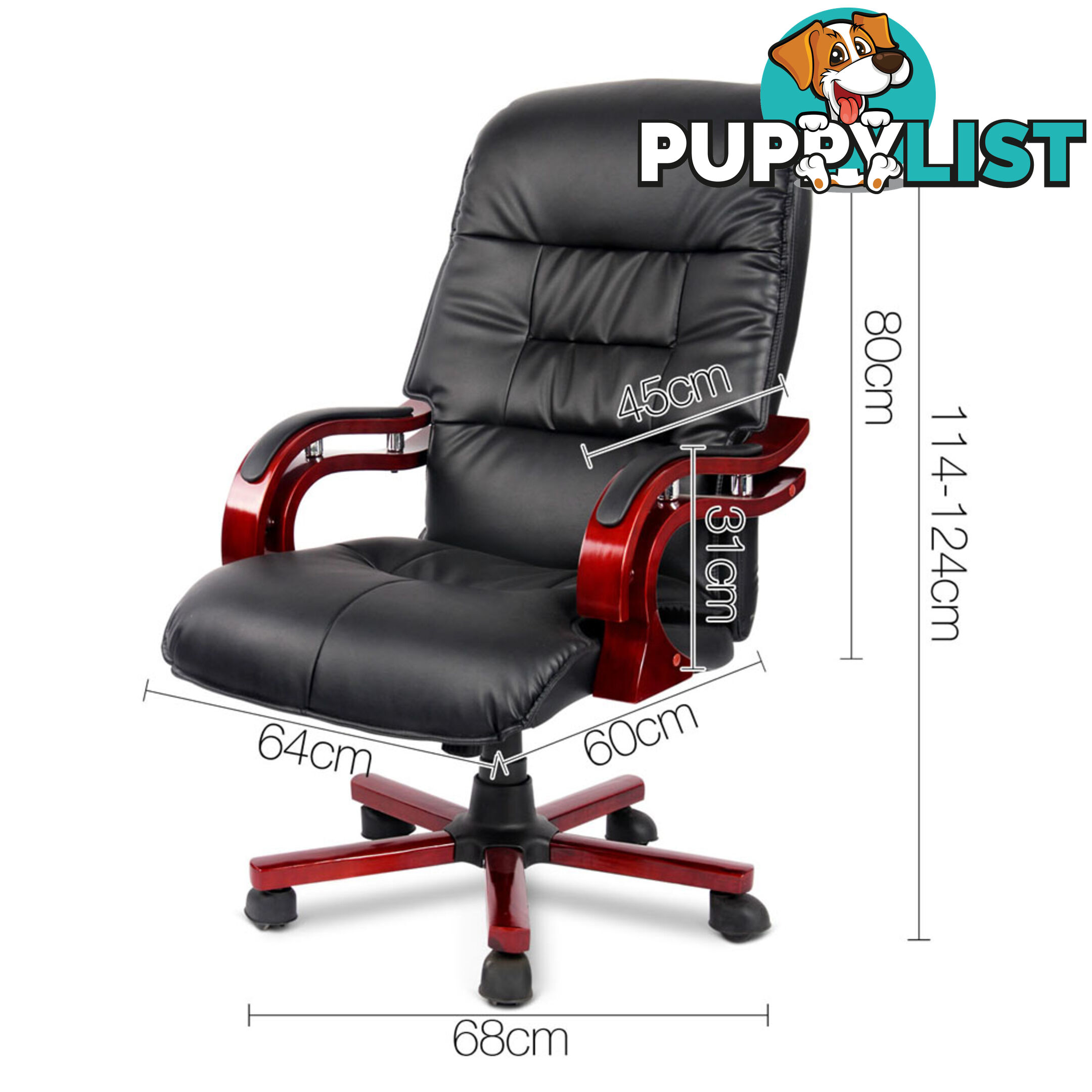 PU Leather & Wood Deluxe Office Chair