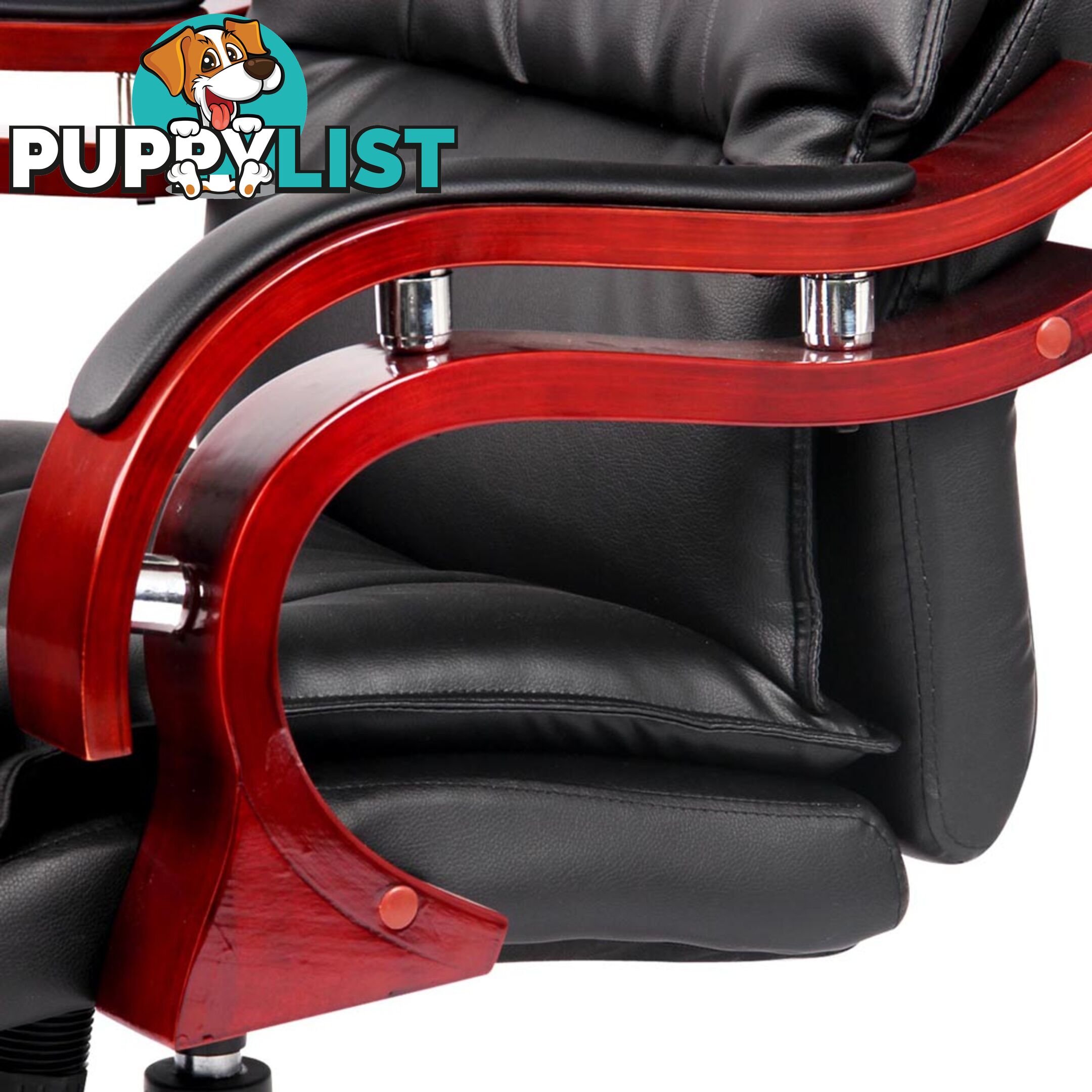 PU Leather & Wood Deluxe Office Chair