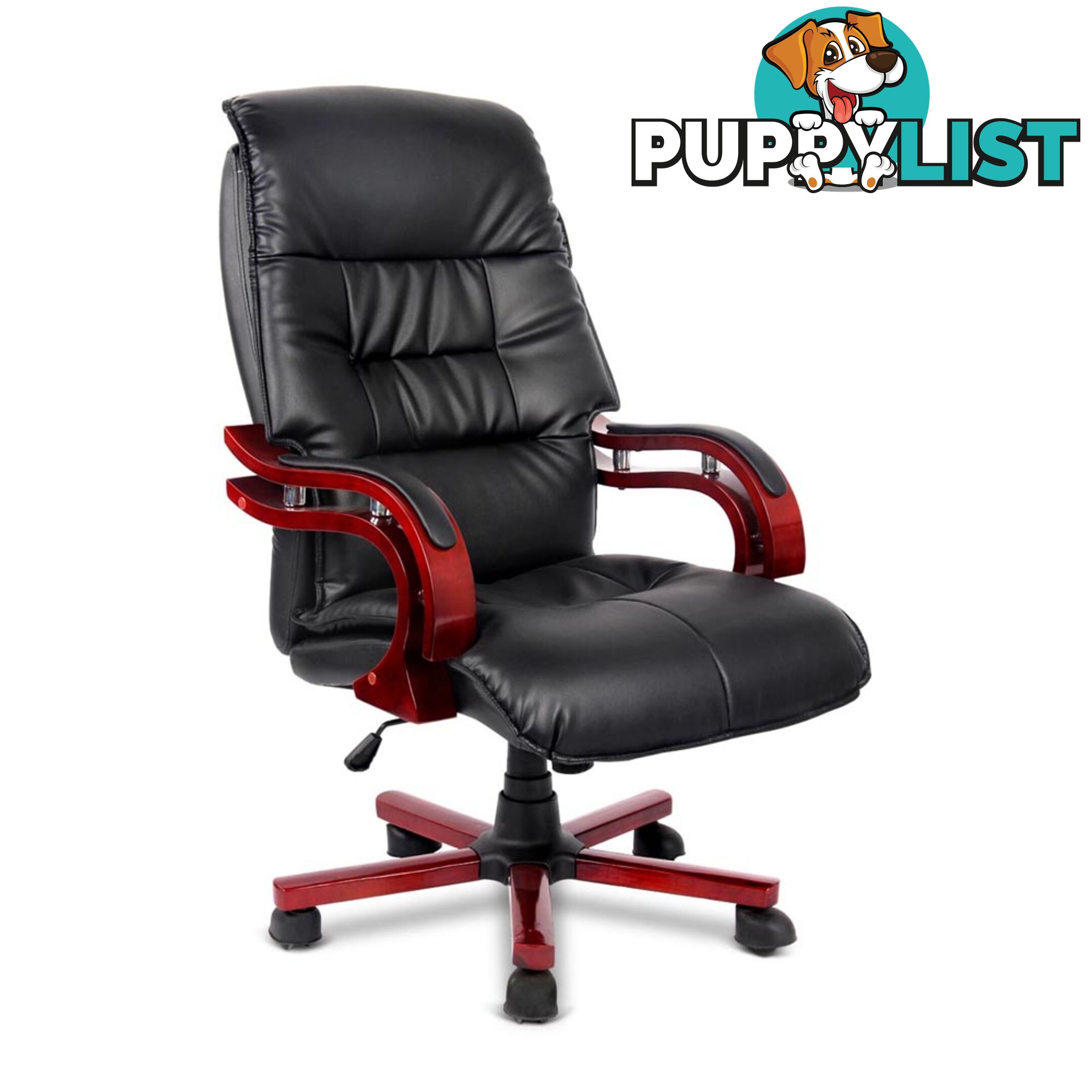 PU Leather & Wood Deluxe Office Chair