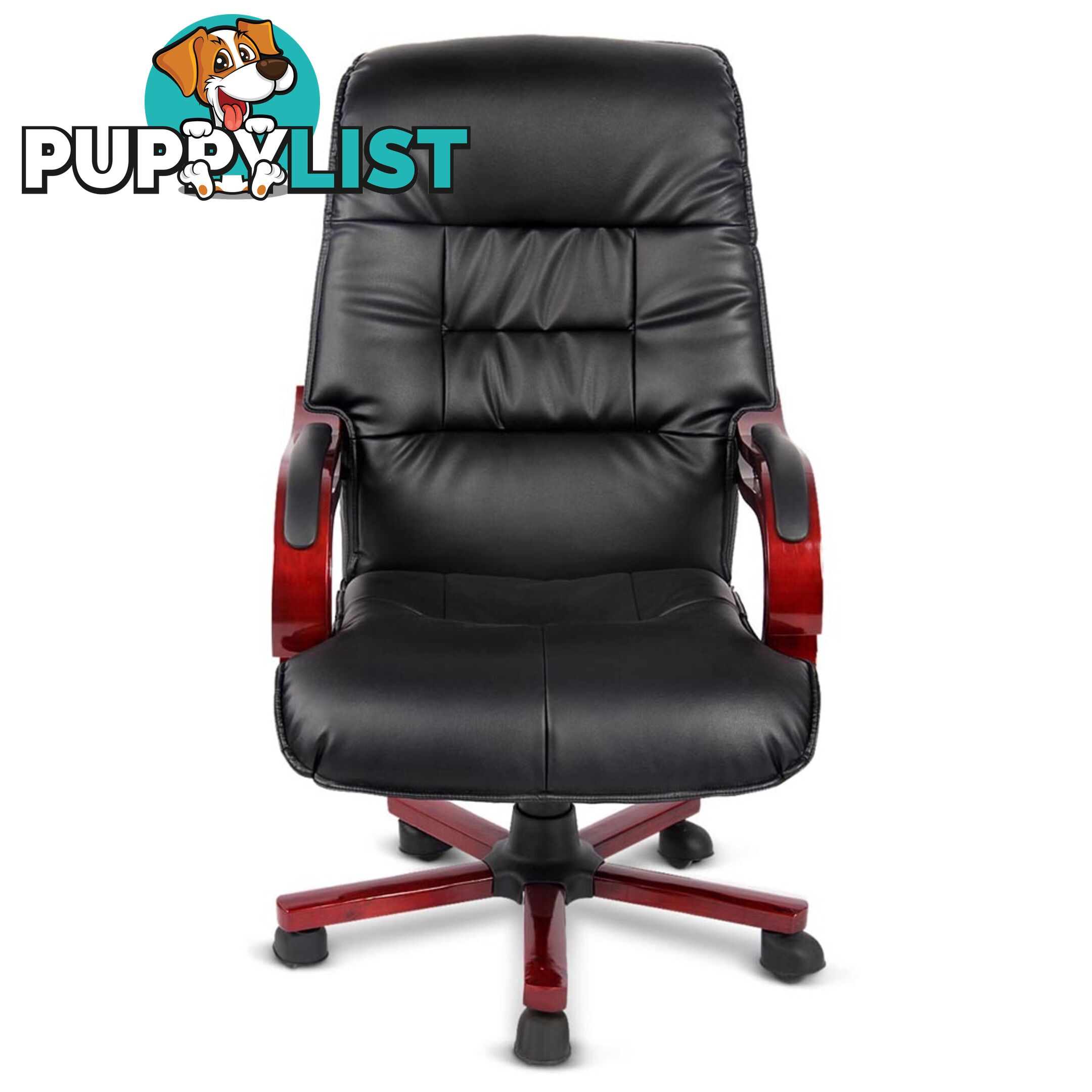 PU Leather & Wood Deluxe Office Chair