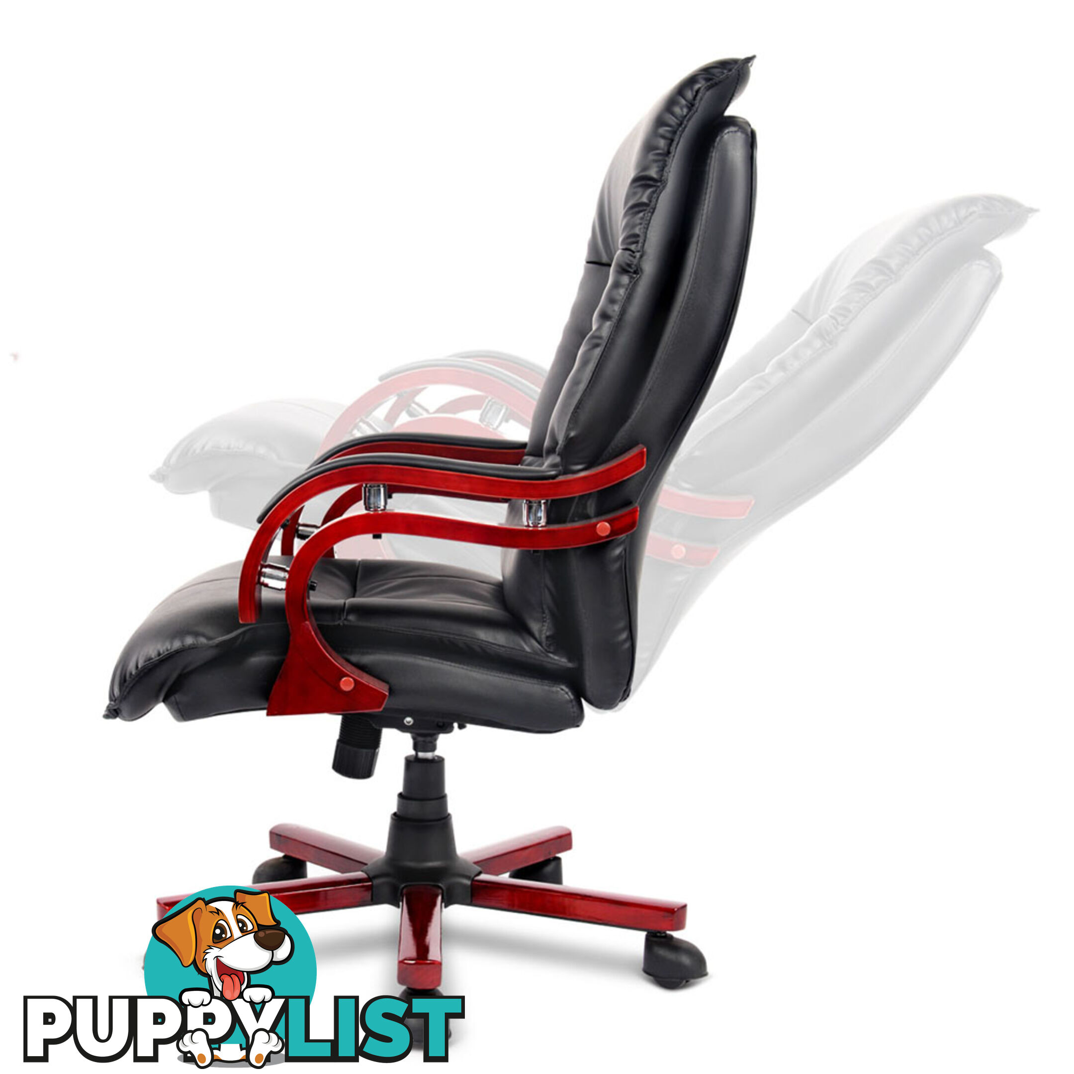 PU Leather & Wood Deluxe Office Chair