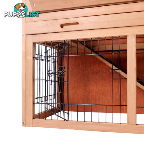 Rabbit Hutch Chicken Coop Cage Guinea Pig Ferret House w/ 2 Storeys Run