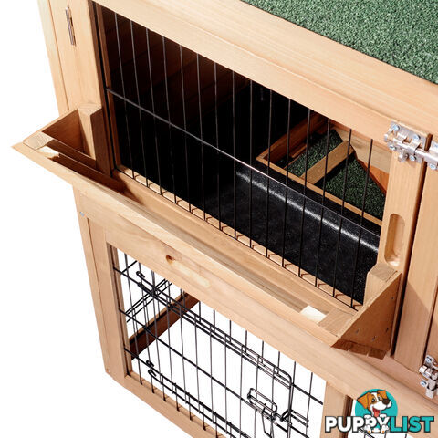 Rabbit Hutch Chicken Coop Cage Guinea Pig Ferret House w/ 2 Storeys Run