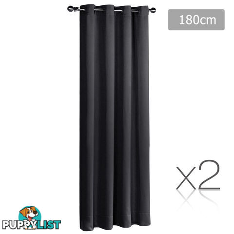 2 x Luxury Eyelet Blockout Curtain Room Darkening 250GSM 3 Layer 180x230cm Black