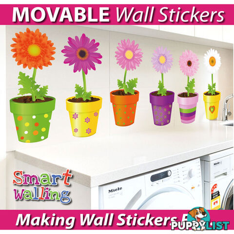 Medium Size Flower Pot Wall Stickers - Totally Movable