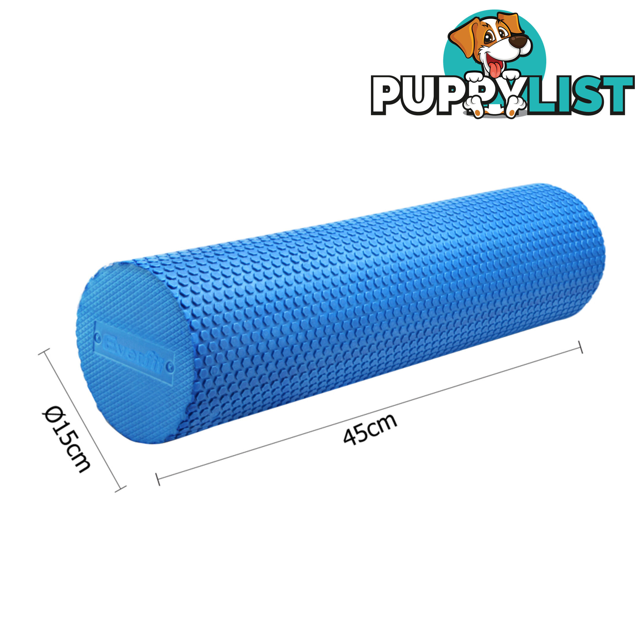 Yoga Gym Pilates EVA Stick Foam Roller Blue 45 x 15cm