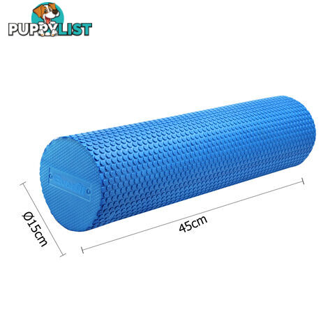 Yoga Gym Pilates EVA Stick Foam Roller Blue 45 x 15cm