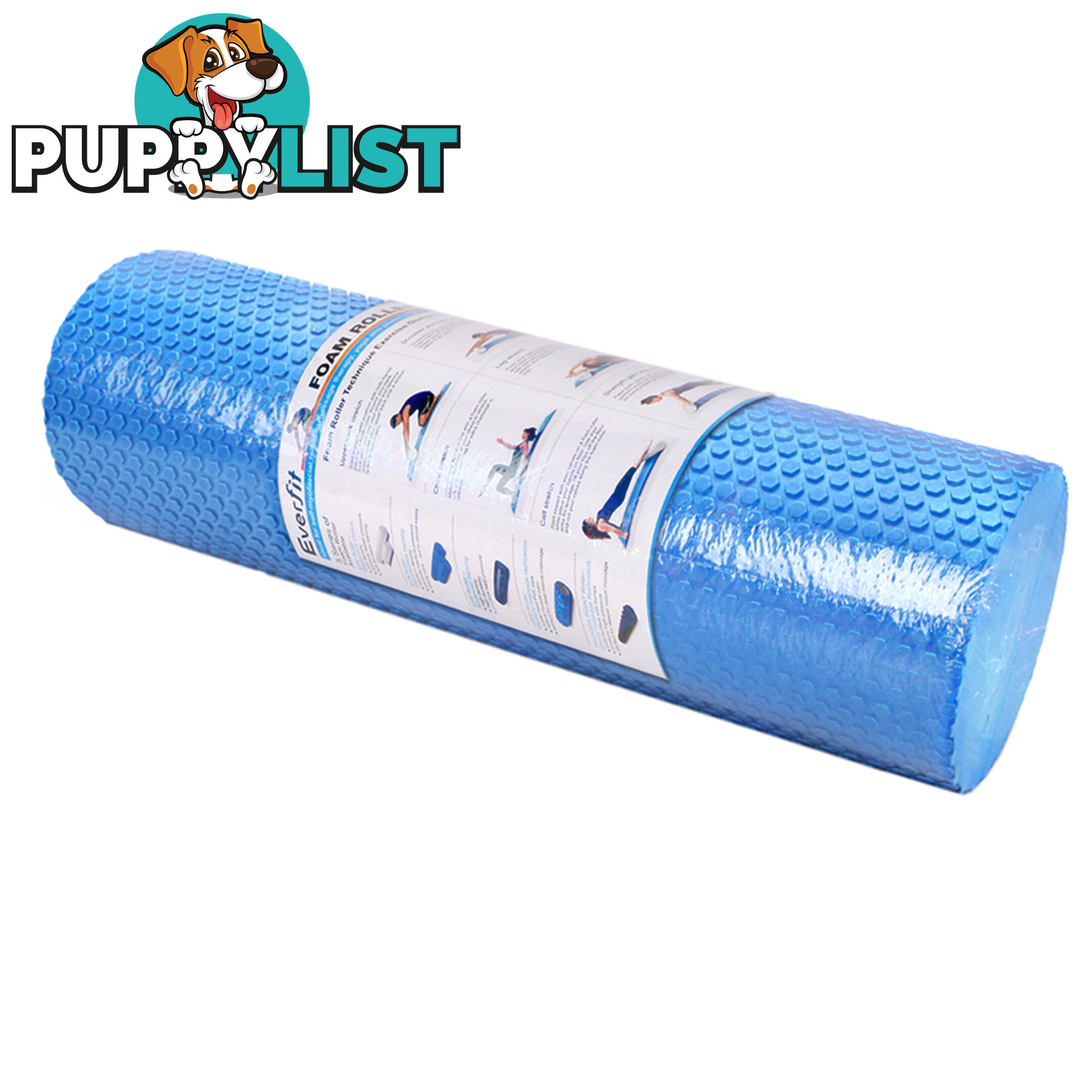 Yoga Gym Pilates EVA Stick Foam Roller Blue 45 x 15cm