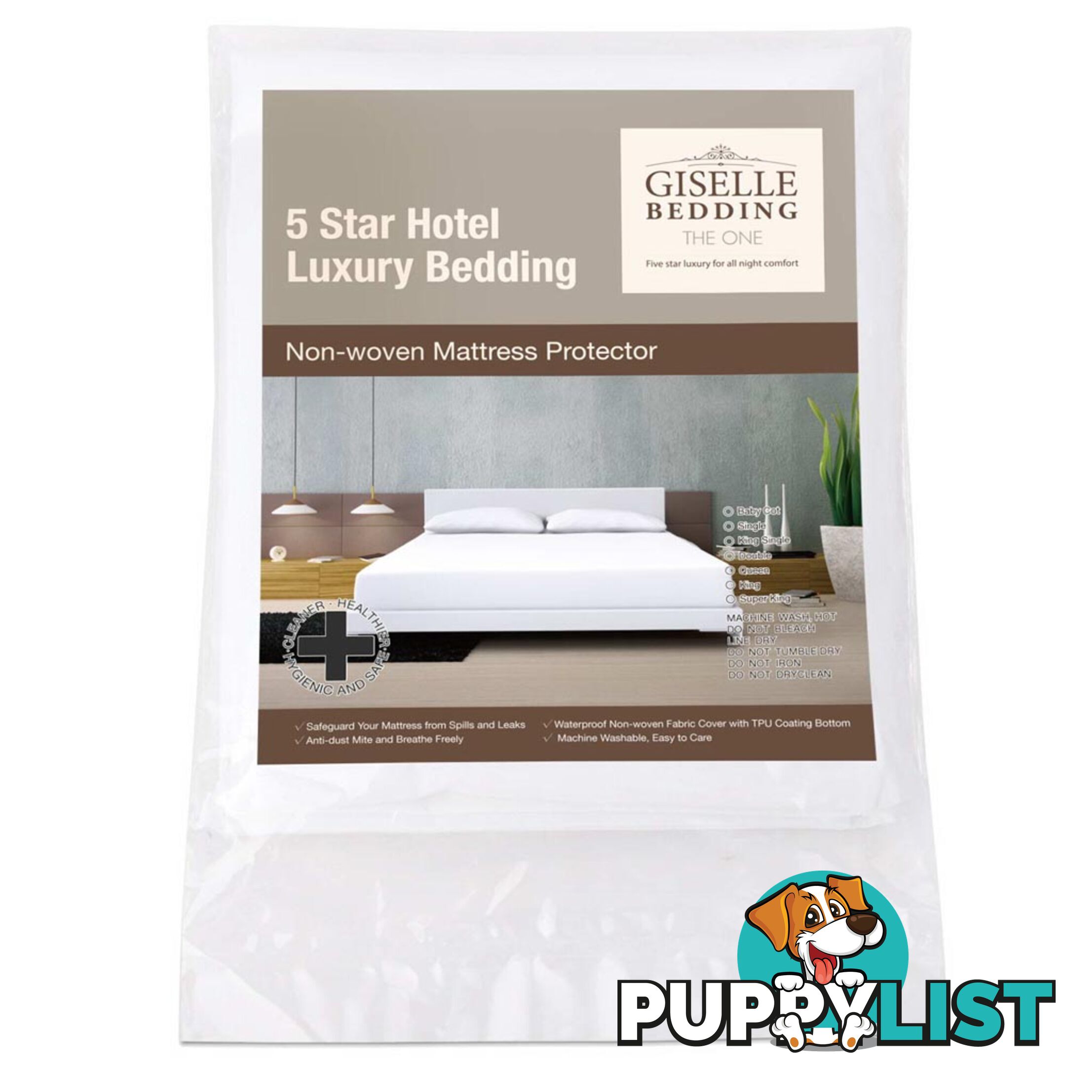 Fitted Non-Woven Waterproof Mattress Protector PU Coating Bed Cover King Single