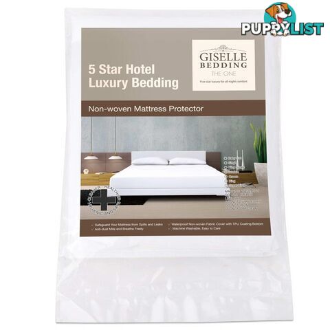 Fitted Non-Woven Waterproof Mattress Protector PU Coating Bed Cover King Single