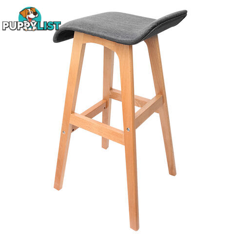 2 x Beech Wood Fabric Bar Stools - Black