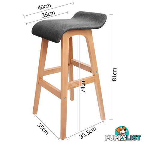 2 x Beech Wood Fabric Bar Stools - Black