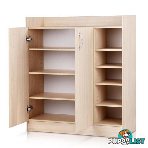 2 Doors Shoe Cabinet 21 Pairs Rack Storage Shelf Cupboard Organiser Natural