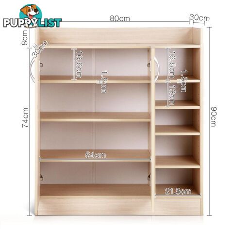 2 Doors Shoe Cabinet 21 Pairs Rack Storage Shelf Cupboard Organiser Natural