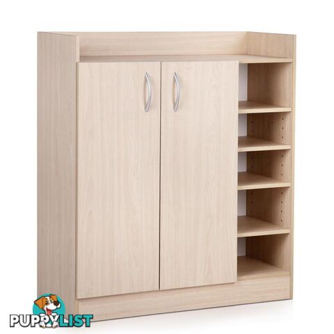 2 Doors Shoe Cabinet 21 Pairs Rack Storage Shelf Cupboard Organiser Natural