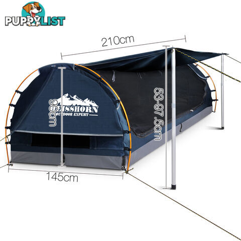 Free Standing Camping Canvas Swag Dome Tent 6cm Mattress Pillow Bag Double Navy