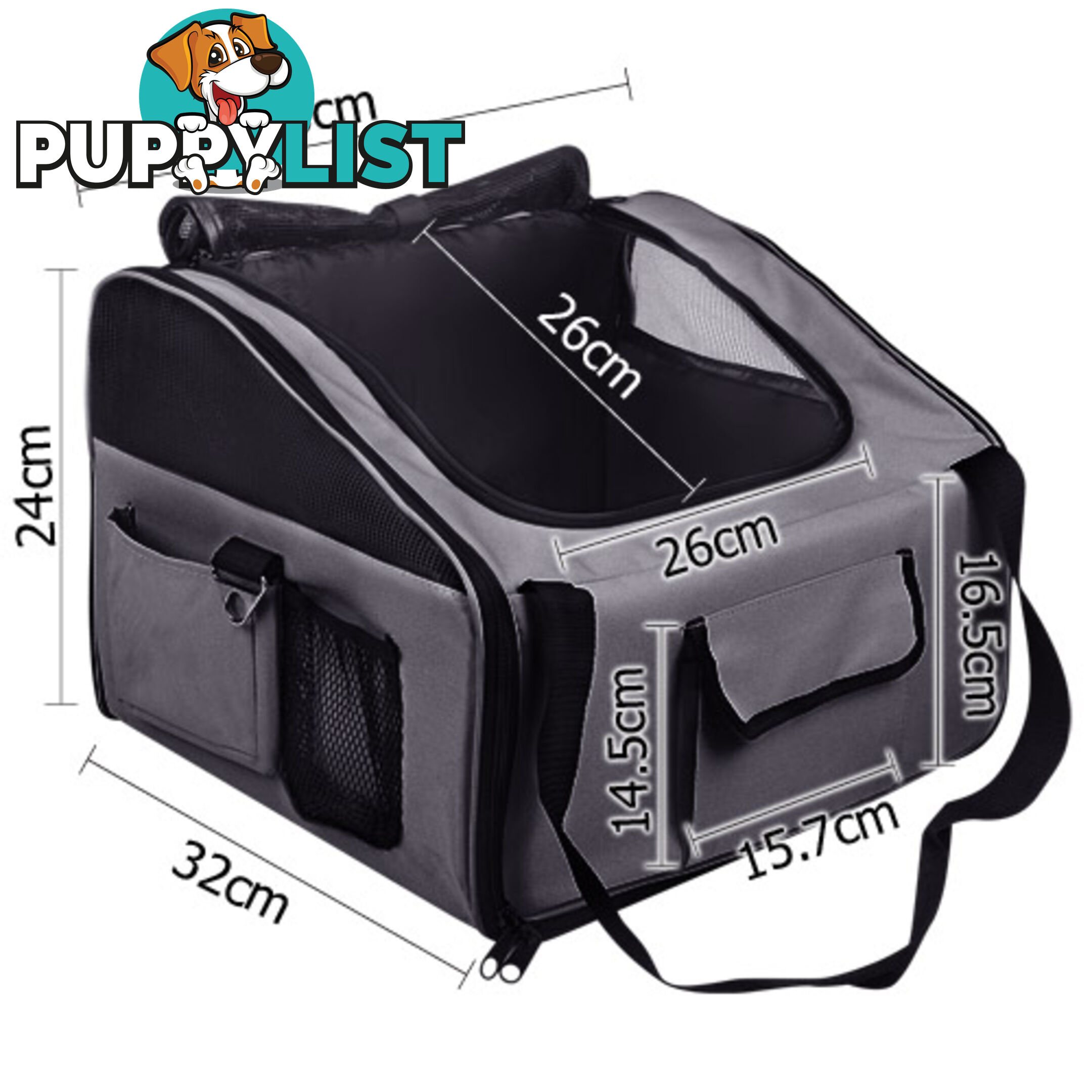 Pet Dog Cat Car Seat Carrier Travel Bag Small Grey