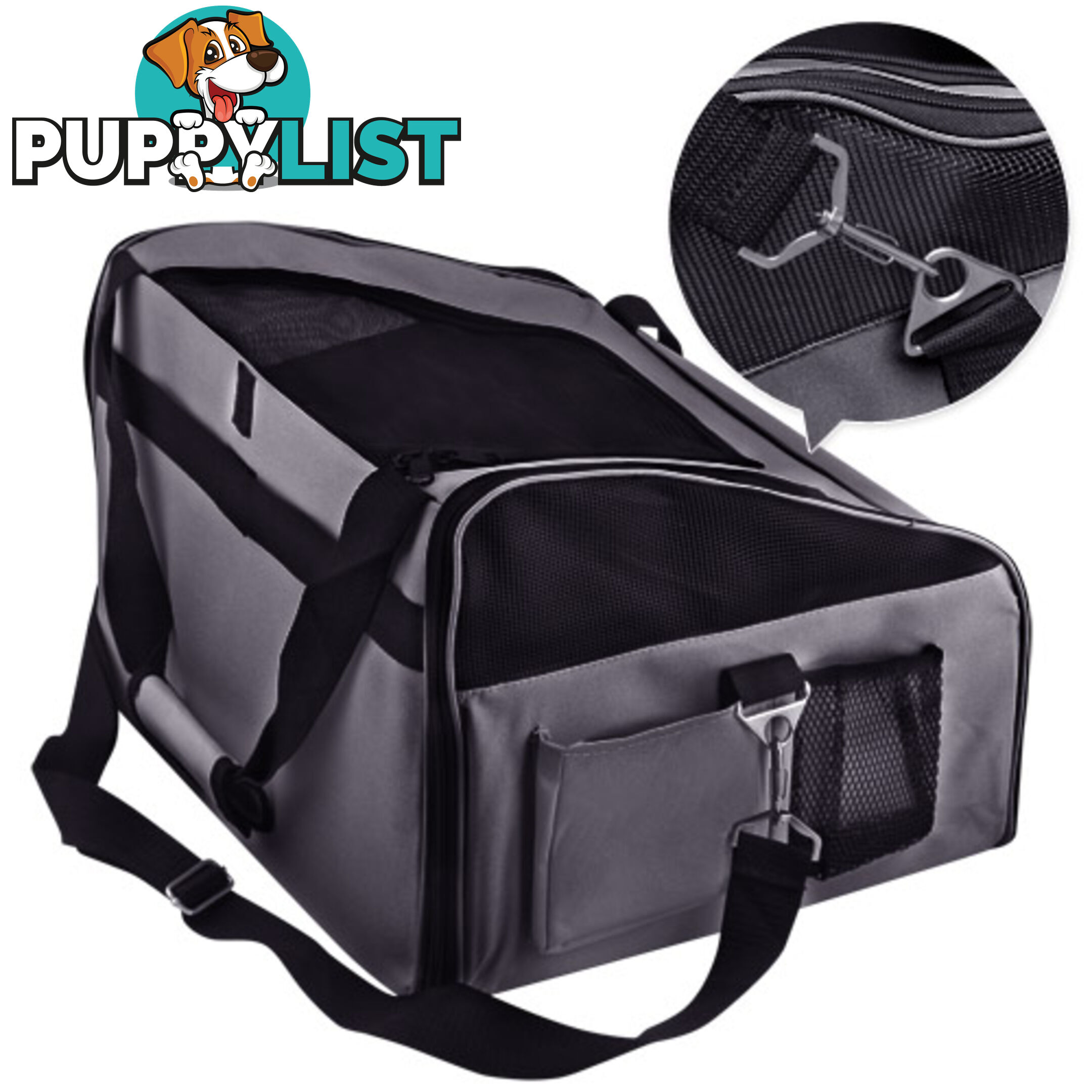 Pet Dog Cat Car Seat Carrier Travel Bag Small Grey