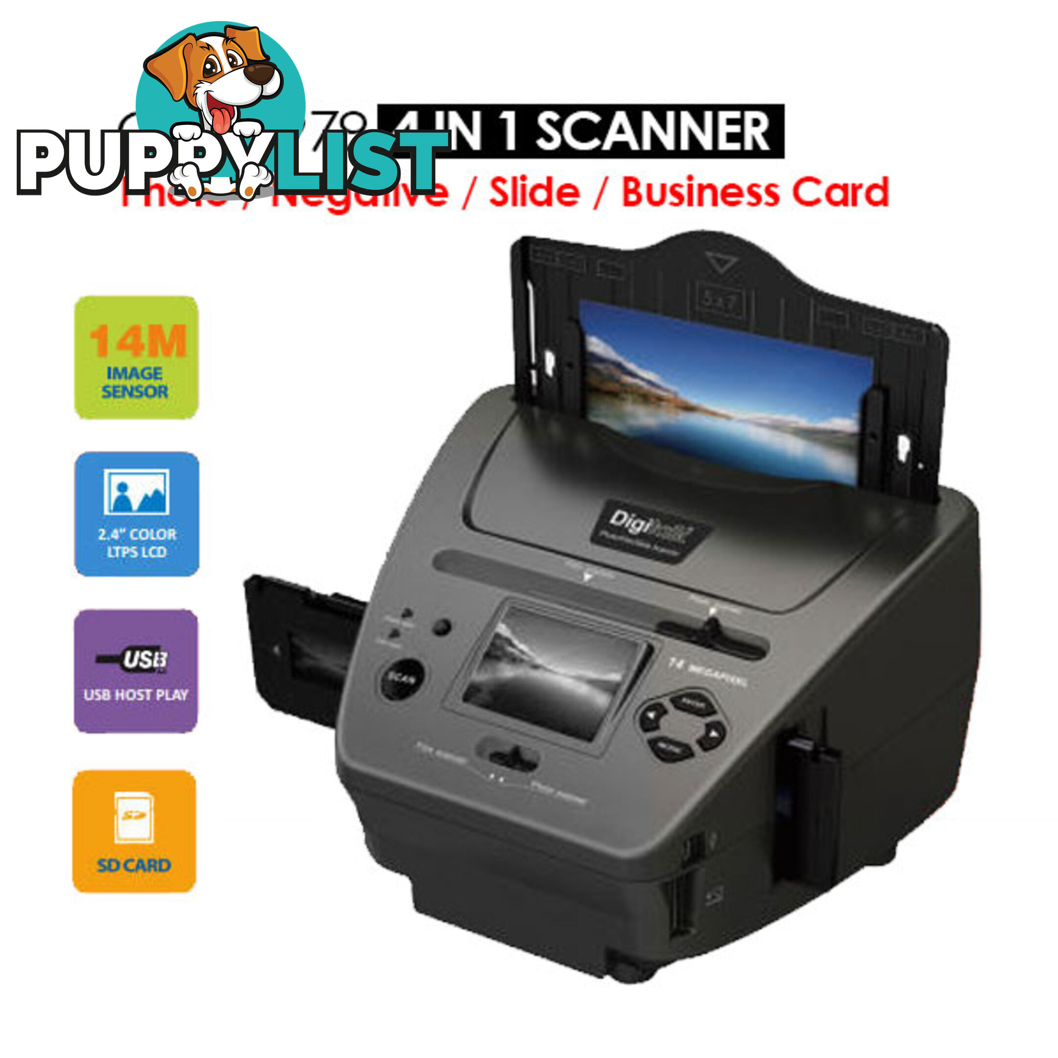 4-IN-1 Combo 14MP Photo/Film/Slide/Business card Scanner