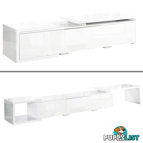 High Gloss TV Stand Adjustable Entertainment Unit Low line Drawer Cabinet White