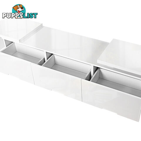 High Gloss TV Stand Adjustable Entertainment Unit Low line Drawer Cabinet White