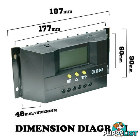 30A 12V-24V LCD Display PWM Solar Panel Regulator Charge Controller Battery Auto