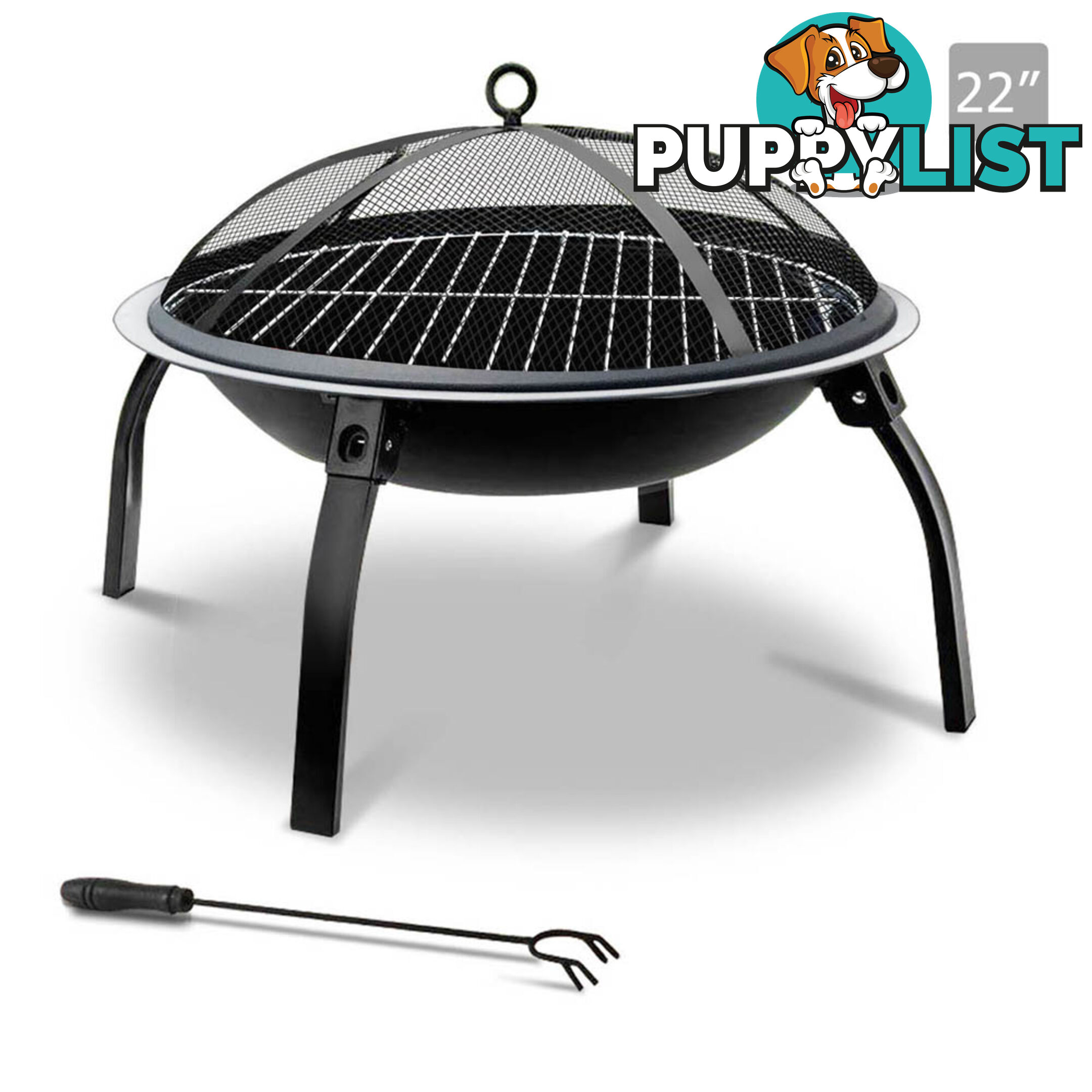 22 Inch Outdoor Garden Camping Portable Foldable Fire Pit BBQ Fireplace