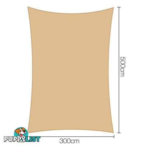 Rectangle Heavy Duty Shade Sail Cloth Sun Canopy Shadecloth 3 x 5m Sand 185g/m2