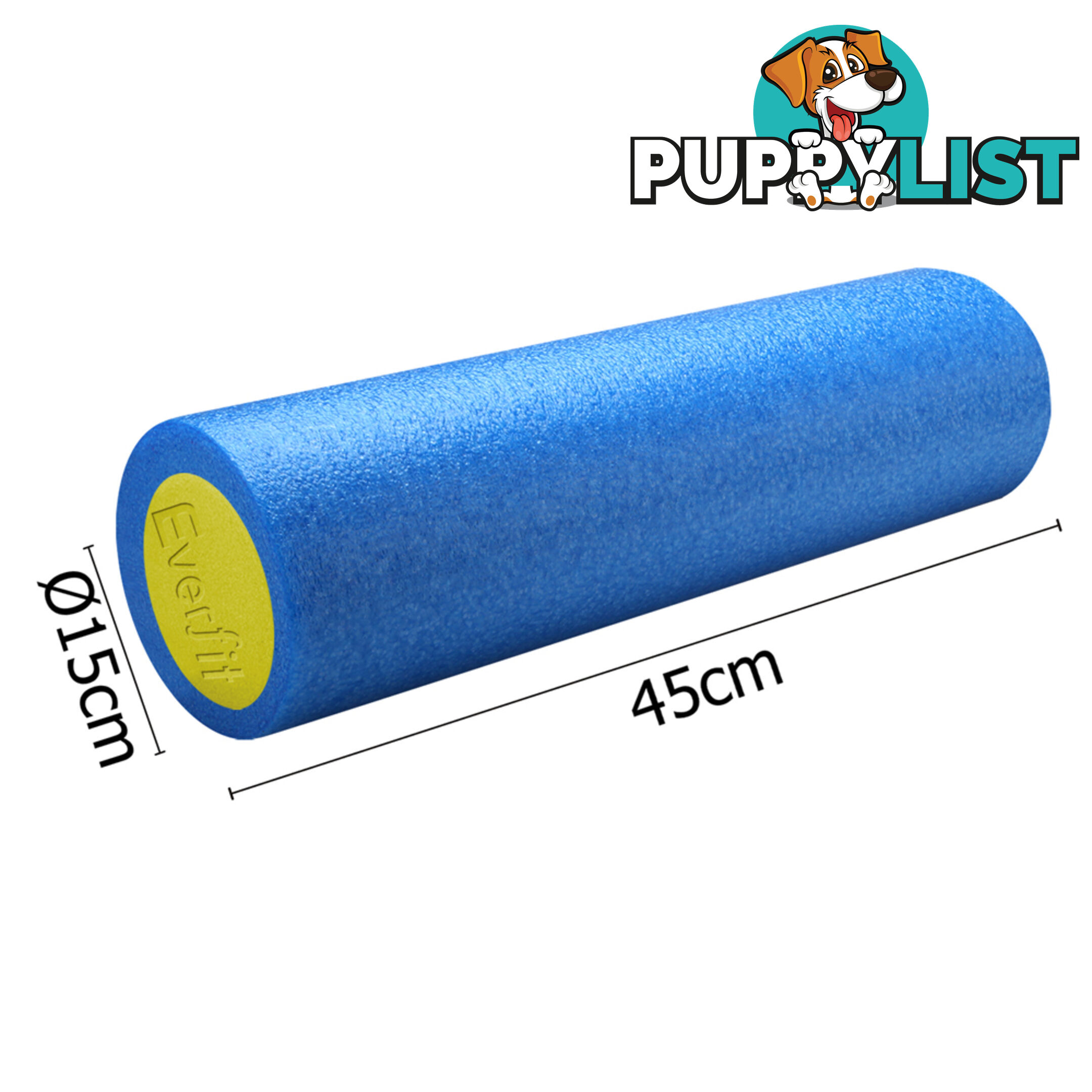 Yoga Gym Pilates EPE Stick Foam Roller Sky Blue 45 x 15cm