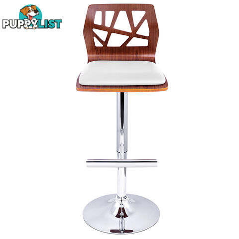 Set of 2 PU Leather Wooden Kitchen Bar Stool Padded Seat White