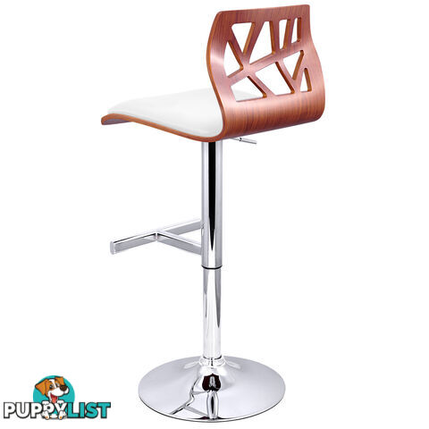 Set of 2 PU Leather Wooden Kitchen Bar Stool Padded Seat White