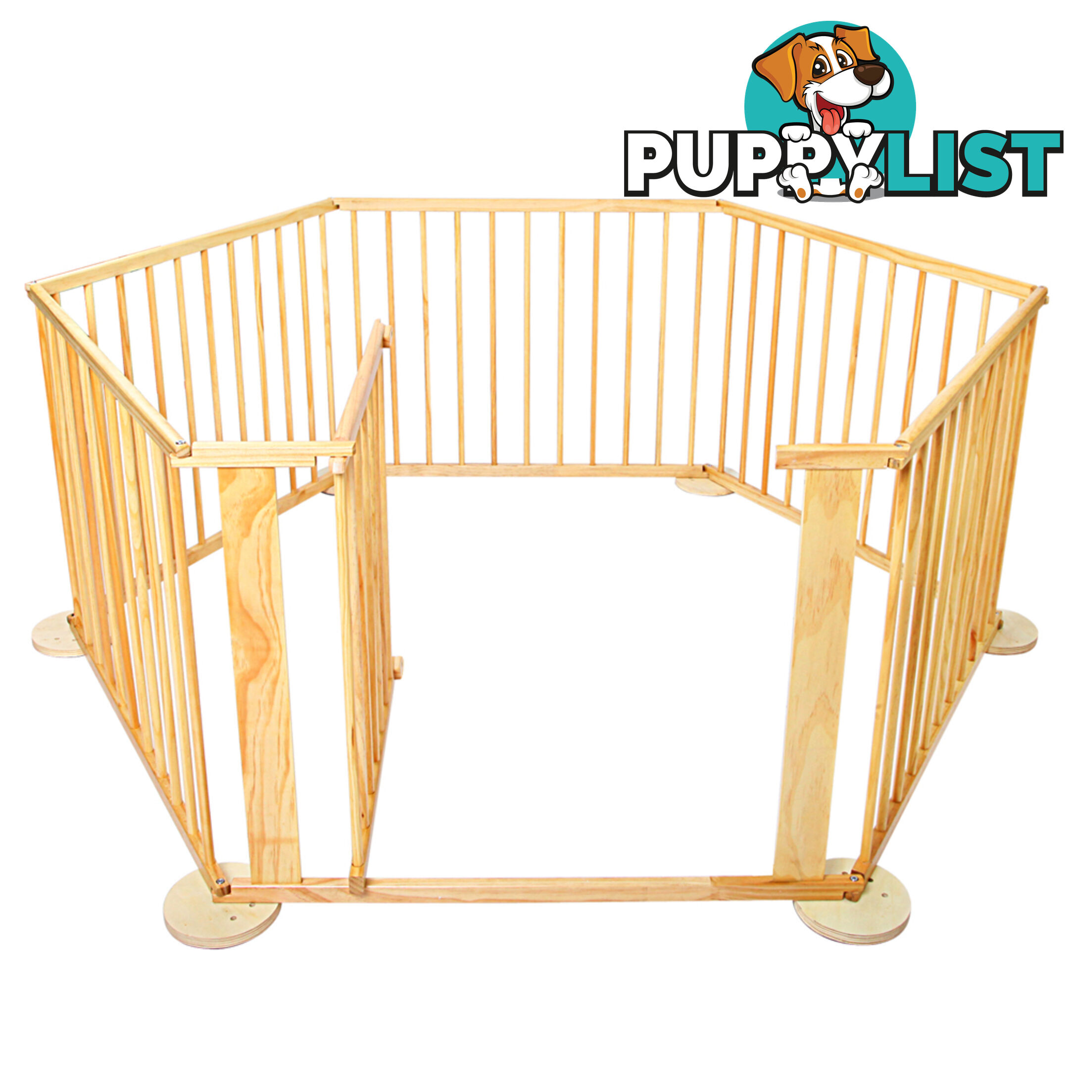 Baby Natural Wooden Playpen 6 Sides