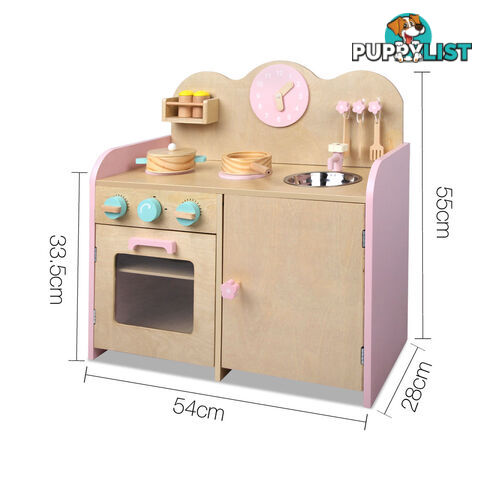 7 Piece Kids Wooden Pretend Kitchen Play Set Children Home Cooking Toy Cookware